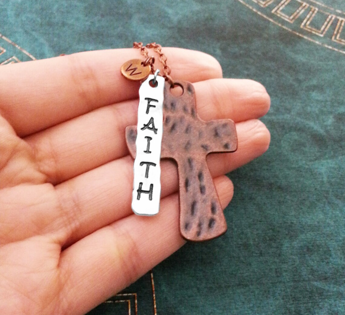 Cross Keychain Copper Cross Keyring Cross Charm Keychain Etsy