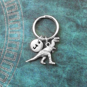 Dinosaur Keychain SMALL T-Rex Keychain Personalized Keychain Silver Dinosaur Keyring Boyfriend Keychain Tyrannosaurus Keychain T-Rex Keyring