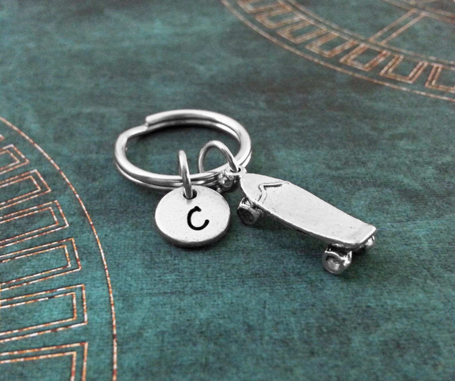 Skateboard Keychain VERY SMALL Silver Skateboard Keyring Etsy