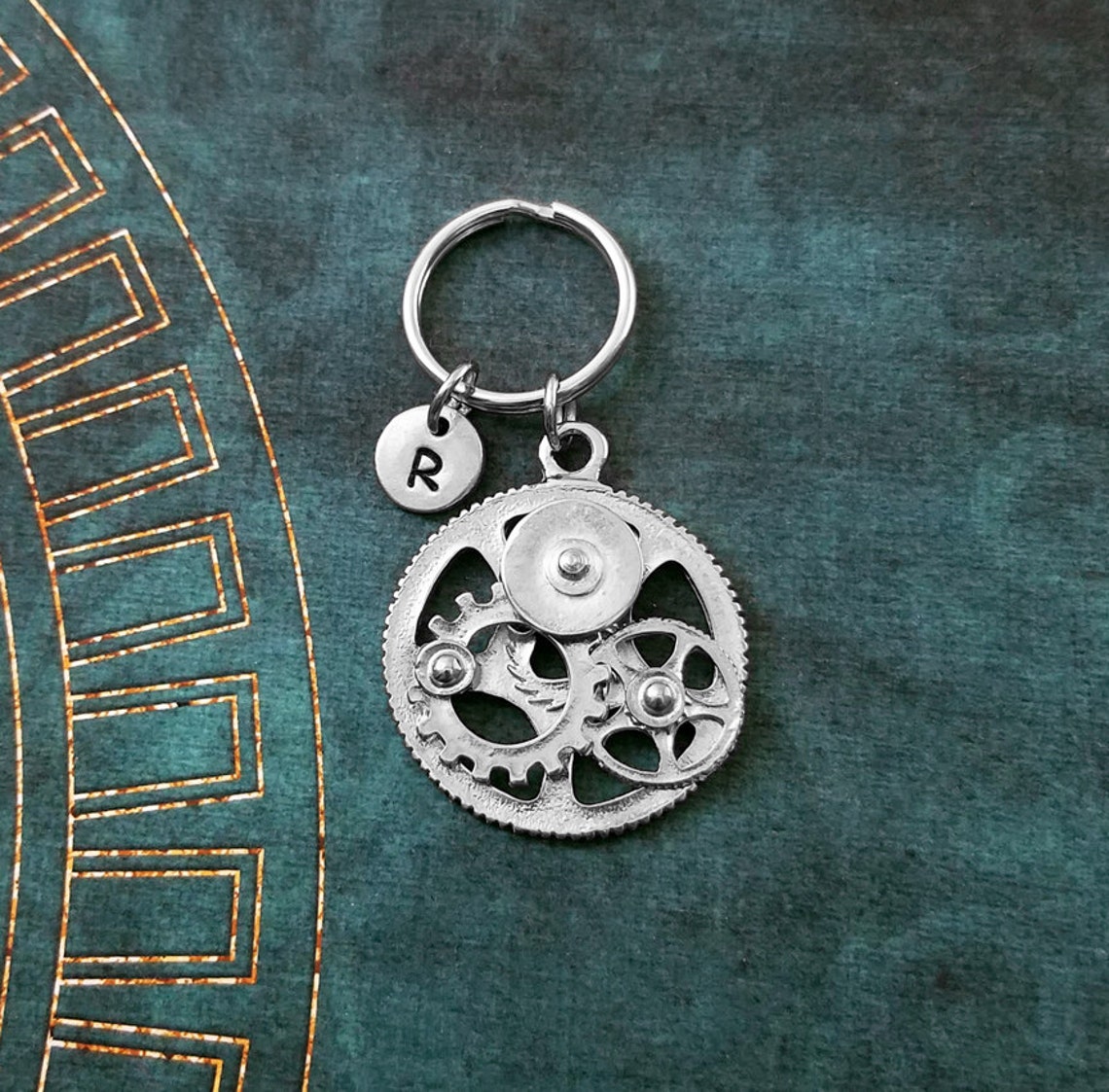 Gears Keychain Cogs and Gears Keyring Personalized Keychain Etsy