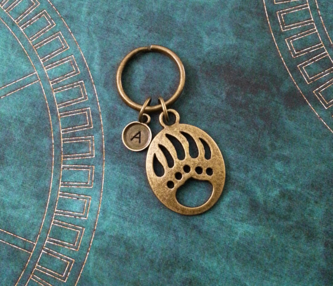 Bear Claw Keychain SMALL Bronze Paw Print Keychain Etsy