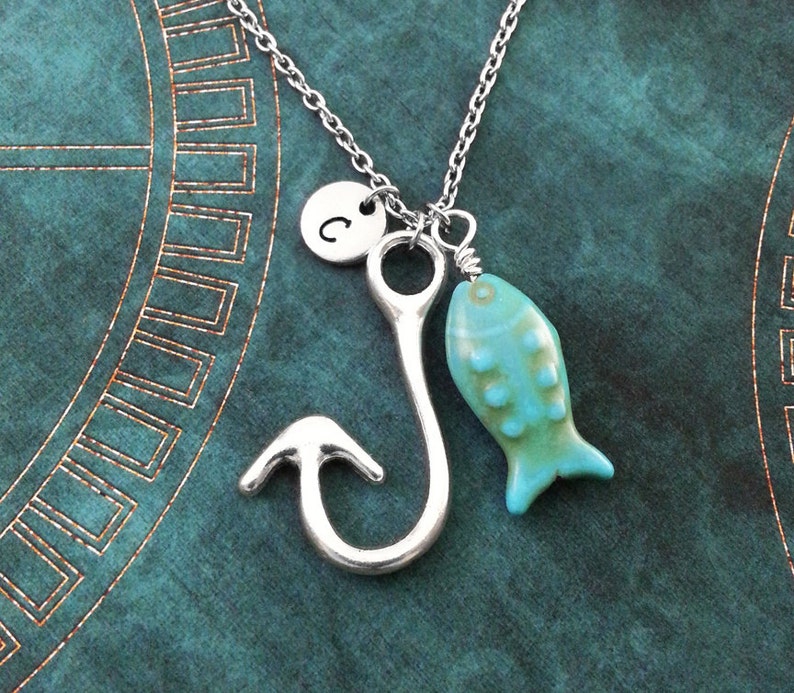 Fish Hook Keychain Fishhook Keychain Blue Fish Keychain Etsy