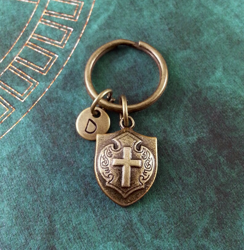 Shield Key Ring Cross Keyring Medieval Keychain Personalized - Etsy