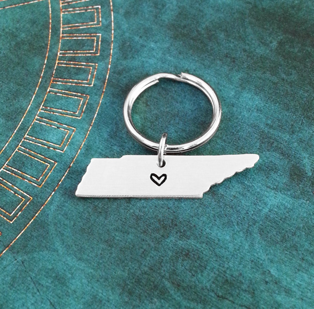 Tennessee Keychain SMALL Personalized Tennessee Keyring Long Distance