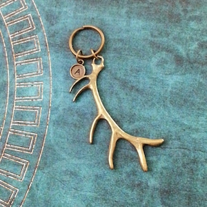 Antler Keychain LARGE Bronze Antlers Keychain Deer Keyring Personalized Deer Keychain Hunting Keychain Hunting Gift Father&#39;s Day Keychain