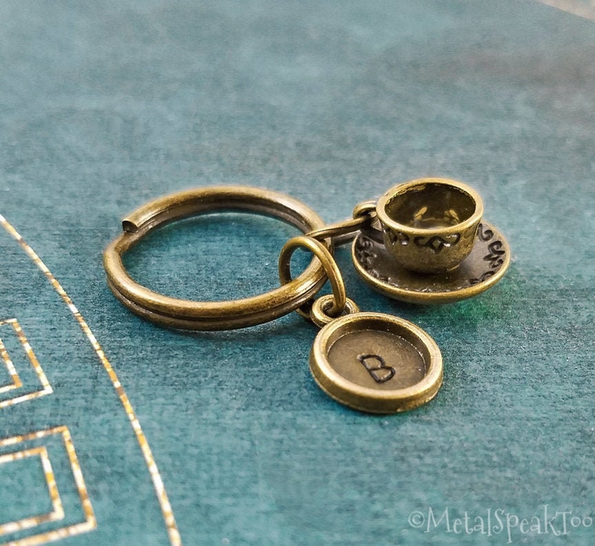 Teacup Keychain SMALL Bronze Teacup Keychain Tea Keychain Etsy UK