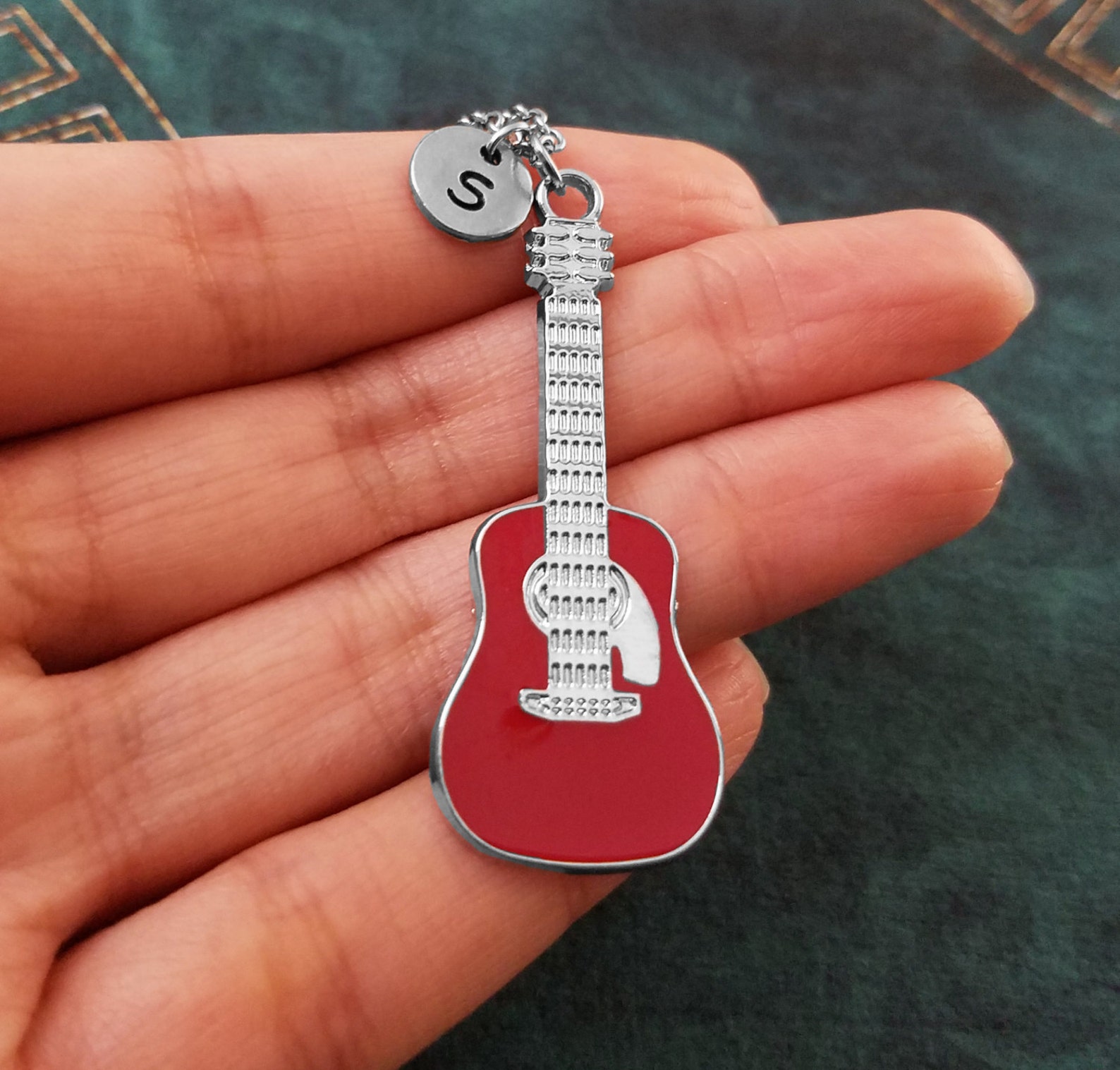 Guitar Keychain SMALL Red Guitar Keyring Charm Keychain Etsy