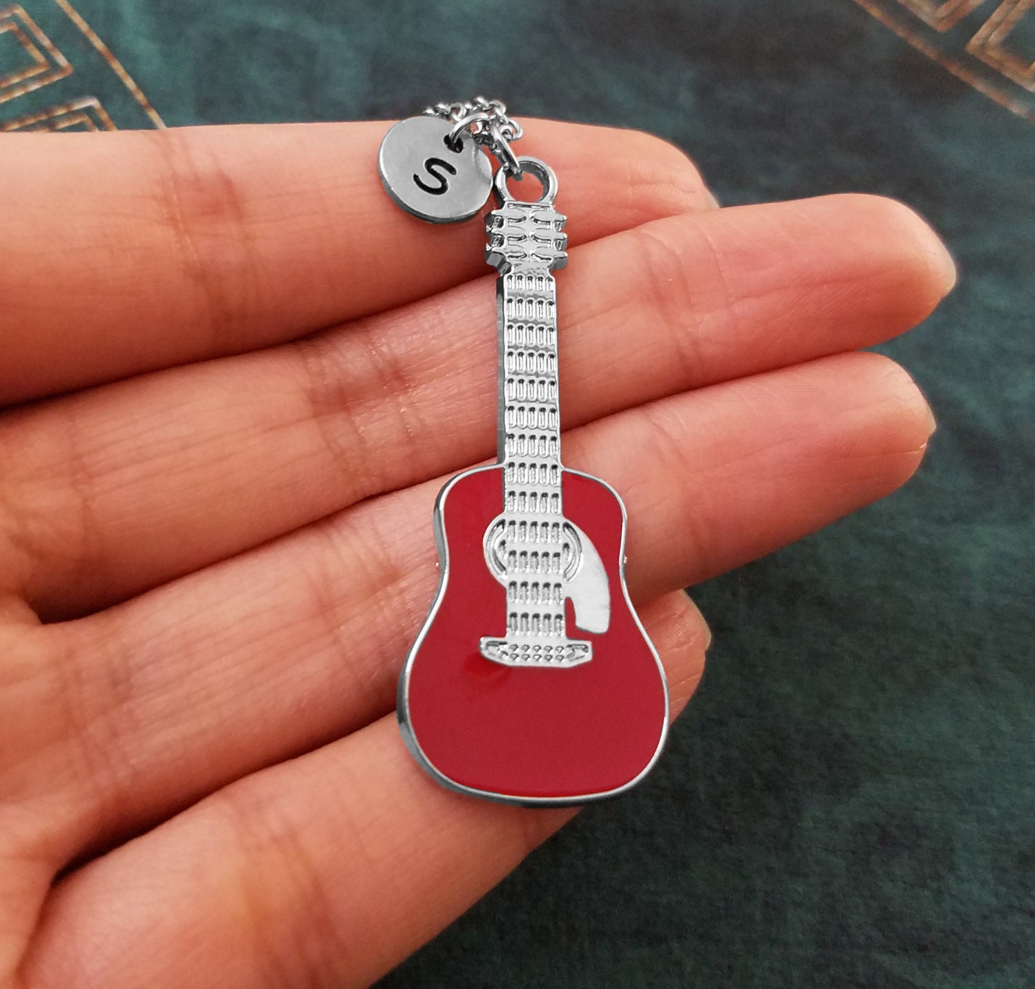 Guitar Keychain SMALL Red Guitar Keyring Charm Keychain Etsy