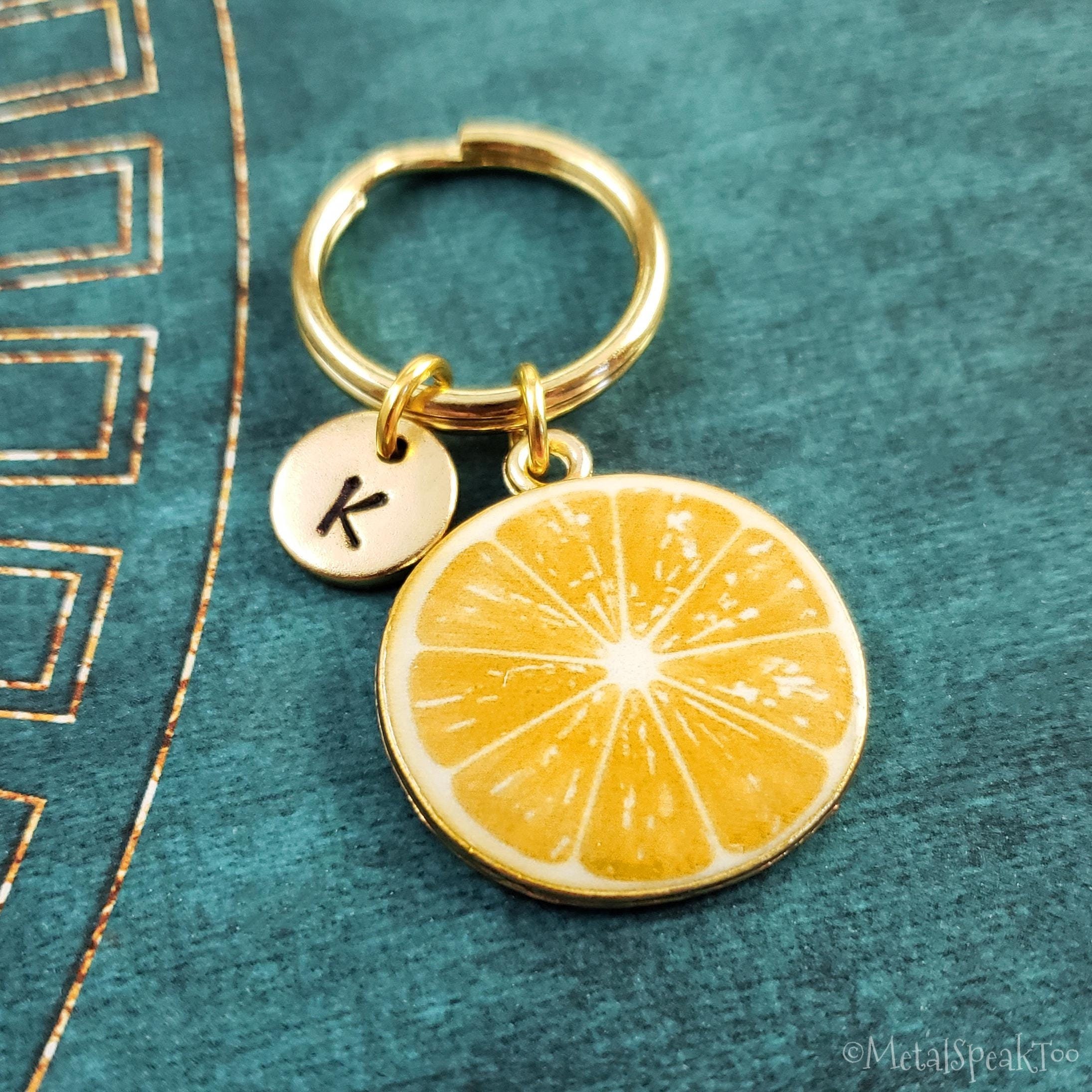 Lemon Keychain SMALL Lemon Keyring Food Keychain Lemon Slice Fruit