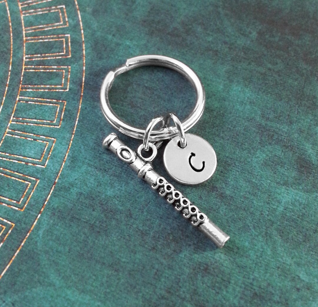 thumbnail image 2 of Flute Keychain, Wind Band Instrument, Gifts For Flute Player Gift 2 of 9