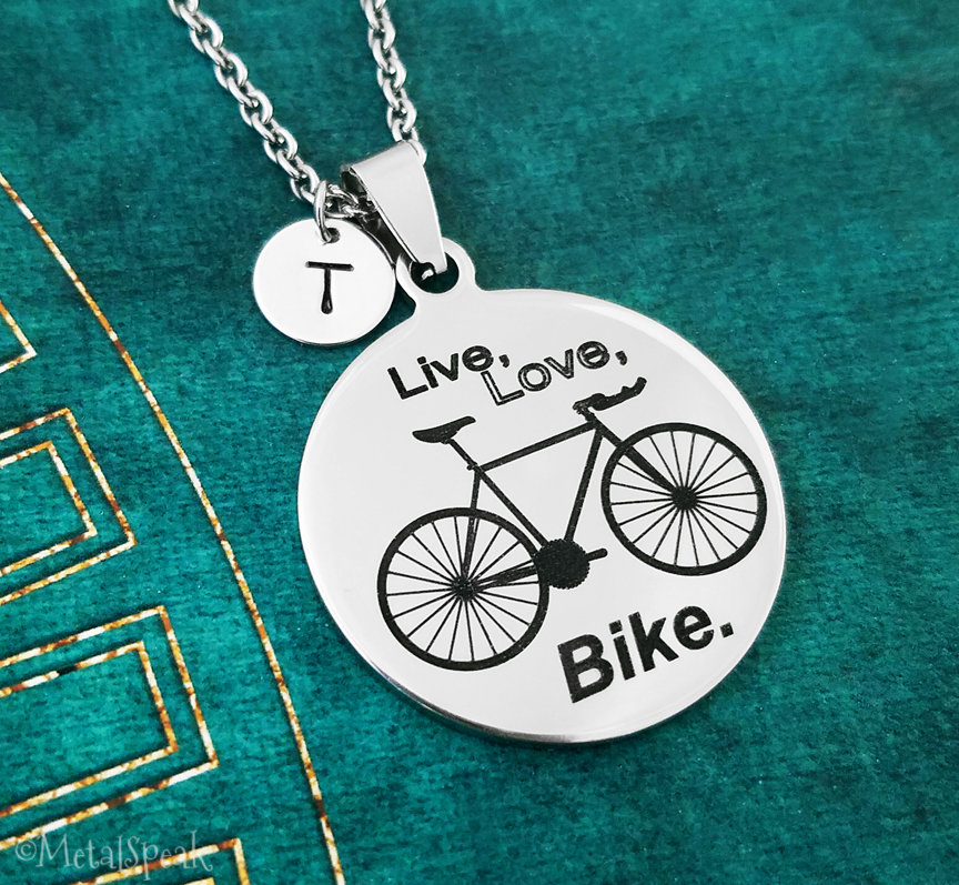 Bike Keychain Live Love Bike Keyring Bicycle Keychain Engraved Etsy