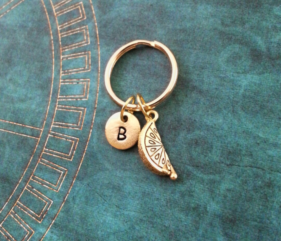 Lemon Keychain VERY SMALL Lemon Slice Keychain Personalized Keychain ...