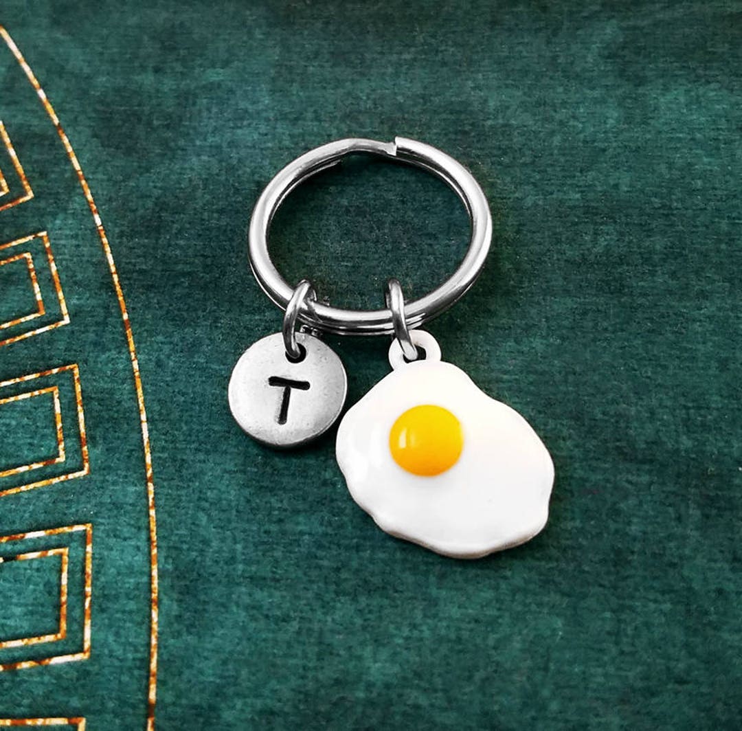 Egg Keychain VERY SMALL Fried Egg Keyring Sunny Side up Egg Charm ...