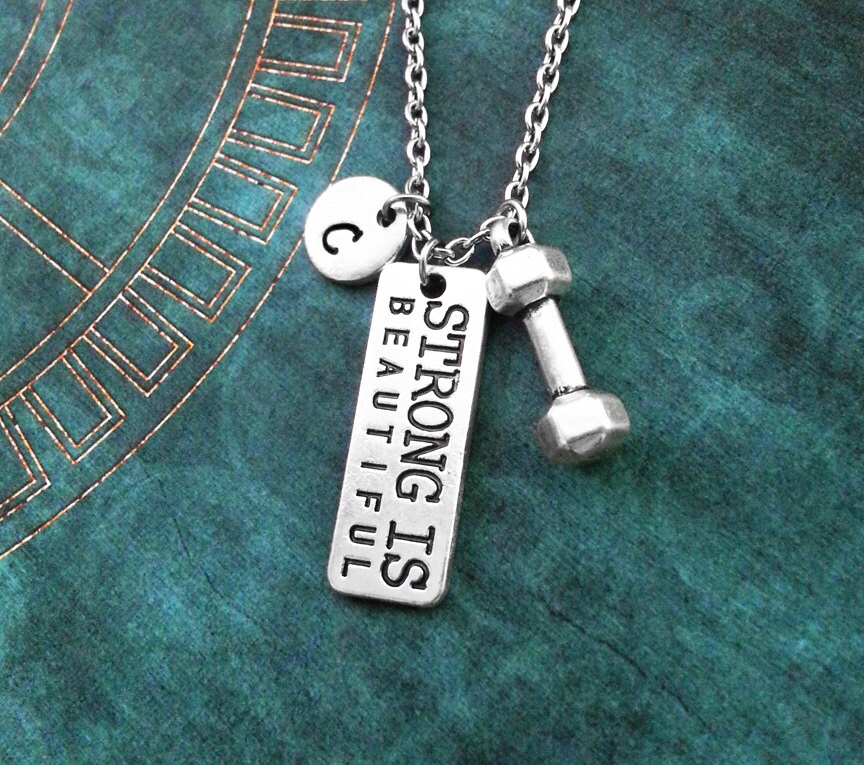 Strong Key Chain Strong is Beautiful Keychain SMALL Dumbbell Keychain Weight Loss ...