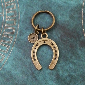 Horseshoe Keychain SMALL Horse Shoe Keychain Bronze Horseshoe Keyring Lucky Keychain Horse Gift Charm Keychain Initial Keychain St Patrick's