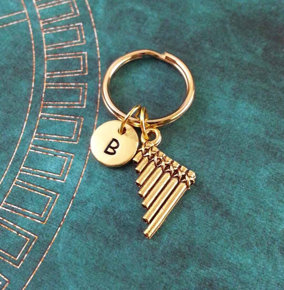 Pan Flute Keychain, SMALL Pan Flute Charm, Pan Flute Keyring, Hand