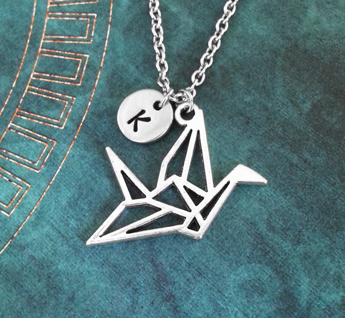 Origami Crane Keychain SMALL Paper Crane Keyring Monogram Etsy