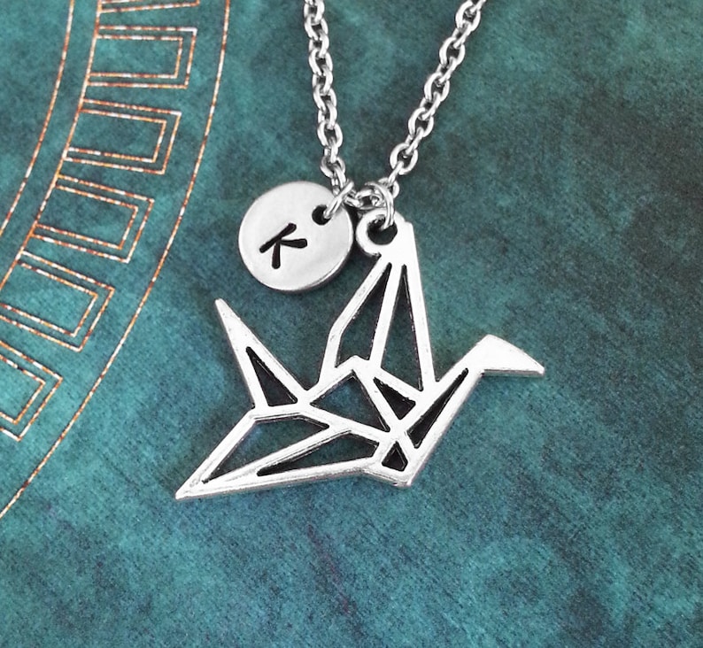 Origami Crane Keychain SMALL Paper Crane Keyring Monogram Etsy