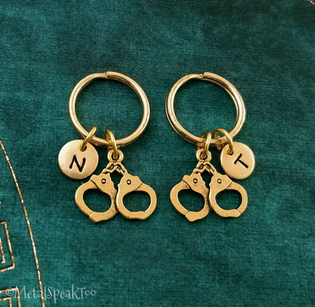 Handcuffs Keychain SET of 2 SMALL Handcuff Charm Keychains Boyfriend Keychain Personalized Best