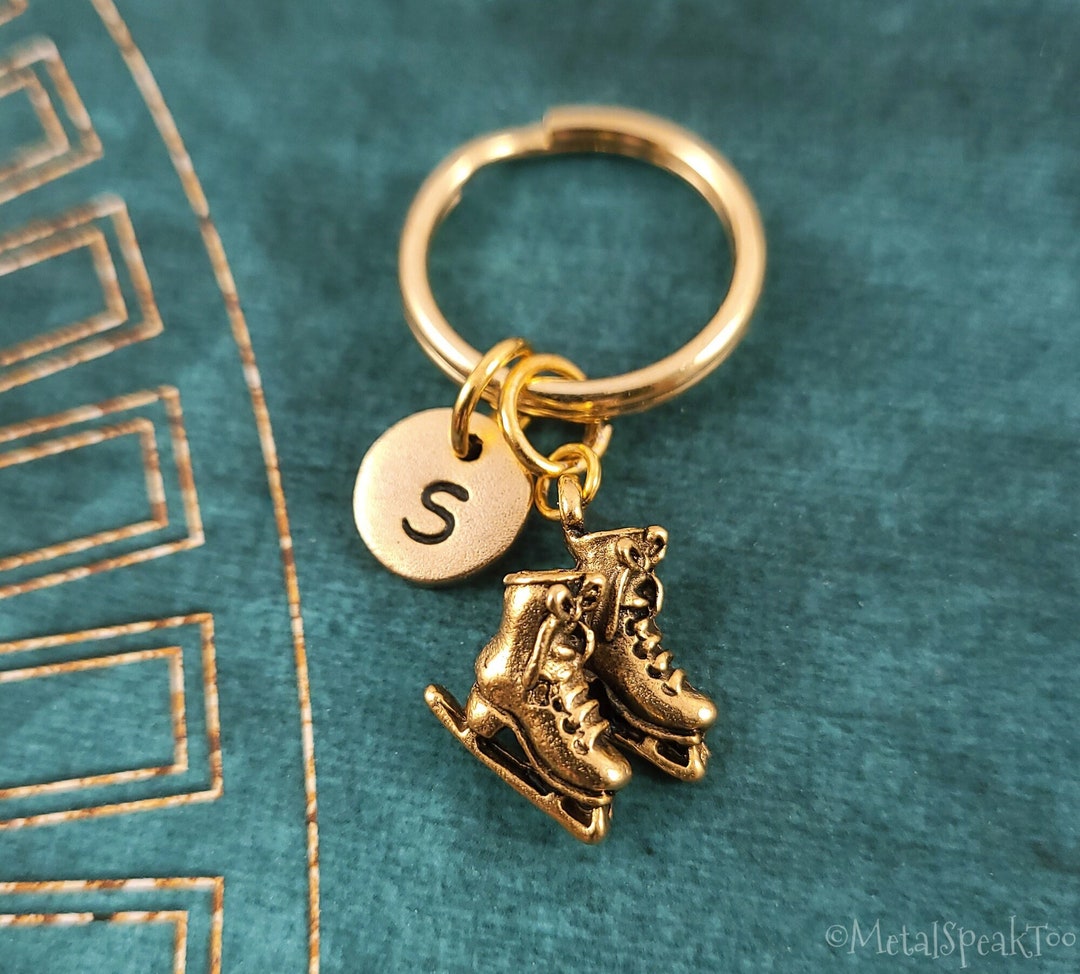 Ice Skate Keychain SMALL Ice Skates Keyring Ice Skater Keychain Figure