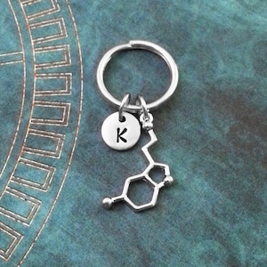 Serotonin Keychain SMALL Serotonin Keyring Chemistry Keychain Chemist Keychain Scientist Keychain Biochemistry Gift Serotonin Molecule