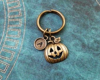 Jack-O-Lantern Keychain SMALL Brass Jack O Lantern Keychain Bronze Pumpkin Keychain Pumpkin Keyring Halloween Keychain Halloween Gift Autumn