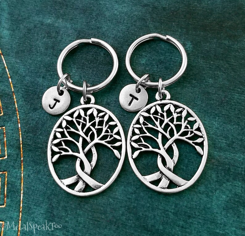 May Tree Keychain Tree of Life Keychain SET of 2 SMALL Willow Tree Charm Keychains ...