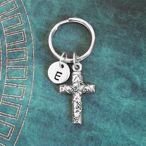 Cross Keychain VERY SMALL Cross Keyring Cross Charm Keychain Christian Keychain Cross Charm Keychain Grapevine Keychain Easter Keychain