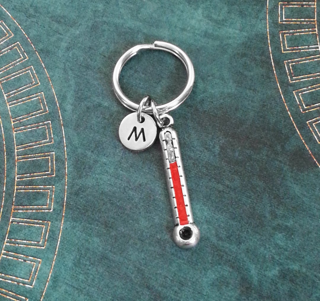 Thermometer Keychain SMALL Red Thermometer Keyring Doctor Keychain
