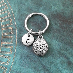 Brain Keychain VERY SMALL Brains Keychain Brain Keyring Neurology Gift Neurologist Gift Initial Keychain Gothic Keychain Halloween Keychain