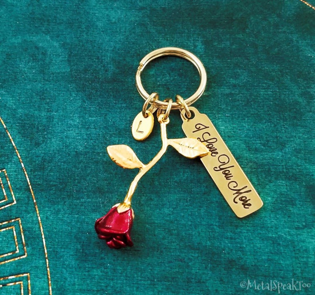 Rohee Keychain Red Rose Keychain SMALL Rose Charm Keychain Keyring Girlfriend Keychain ...