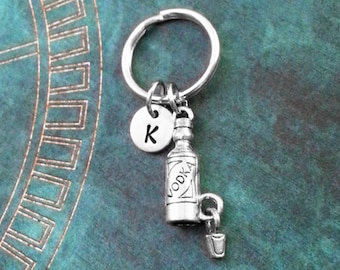 Vodka Keychain SMALL Vodka Keyring Shot Glass Keychain Alcohol Keychain Bartender Keychain 21st Birthday Gift Bachelorette Party Girl Gift