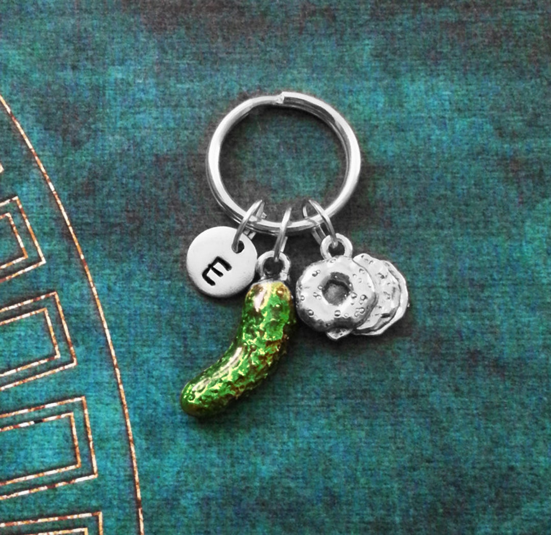 Cabbage Key Chain Bagel Keychain VERY SMALL Green Pickle Keychain Charm Keychain Bagel ...