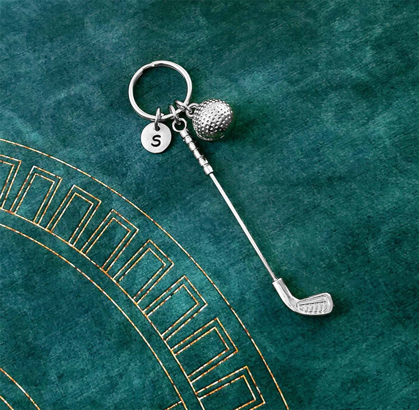 Golf Keychain LARGE Golf Club Keyring Golf Ball Golfing Gift Etsy