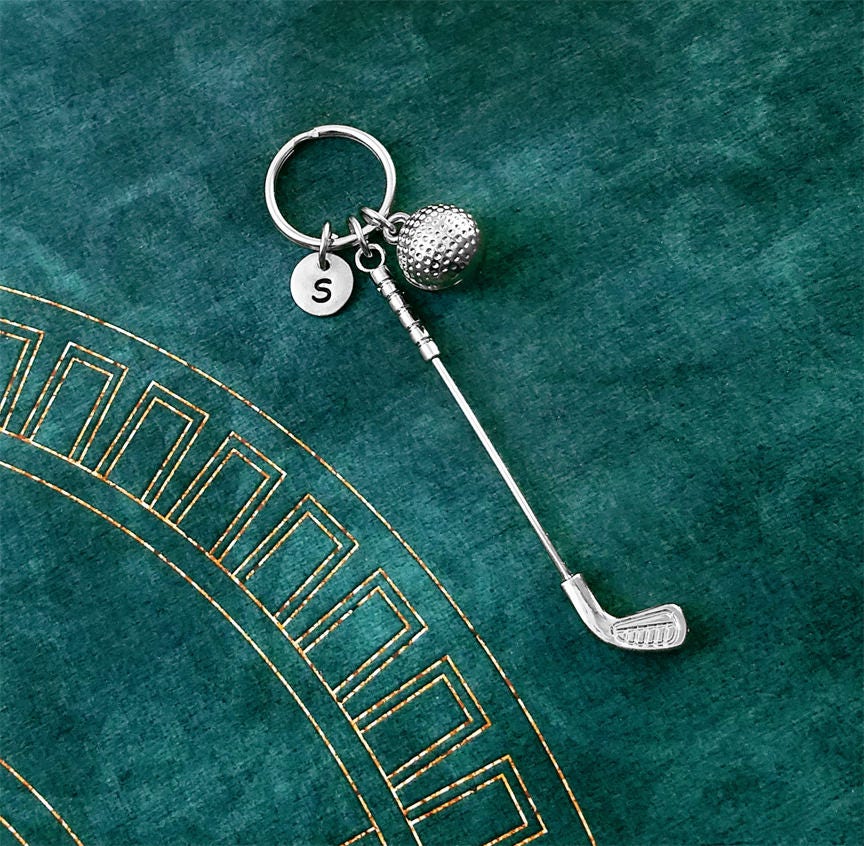 Golf Keychain LARGE Golf Club Keyring Golf Ball Golfing Gift Etsy