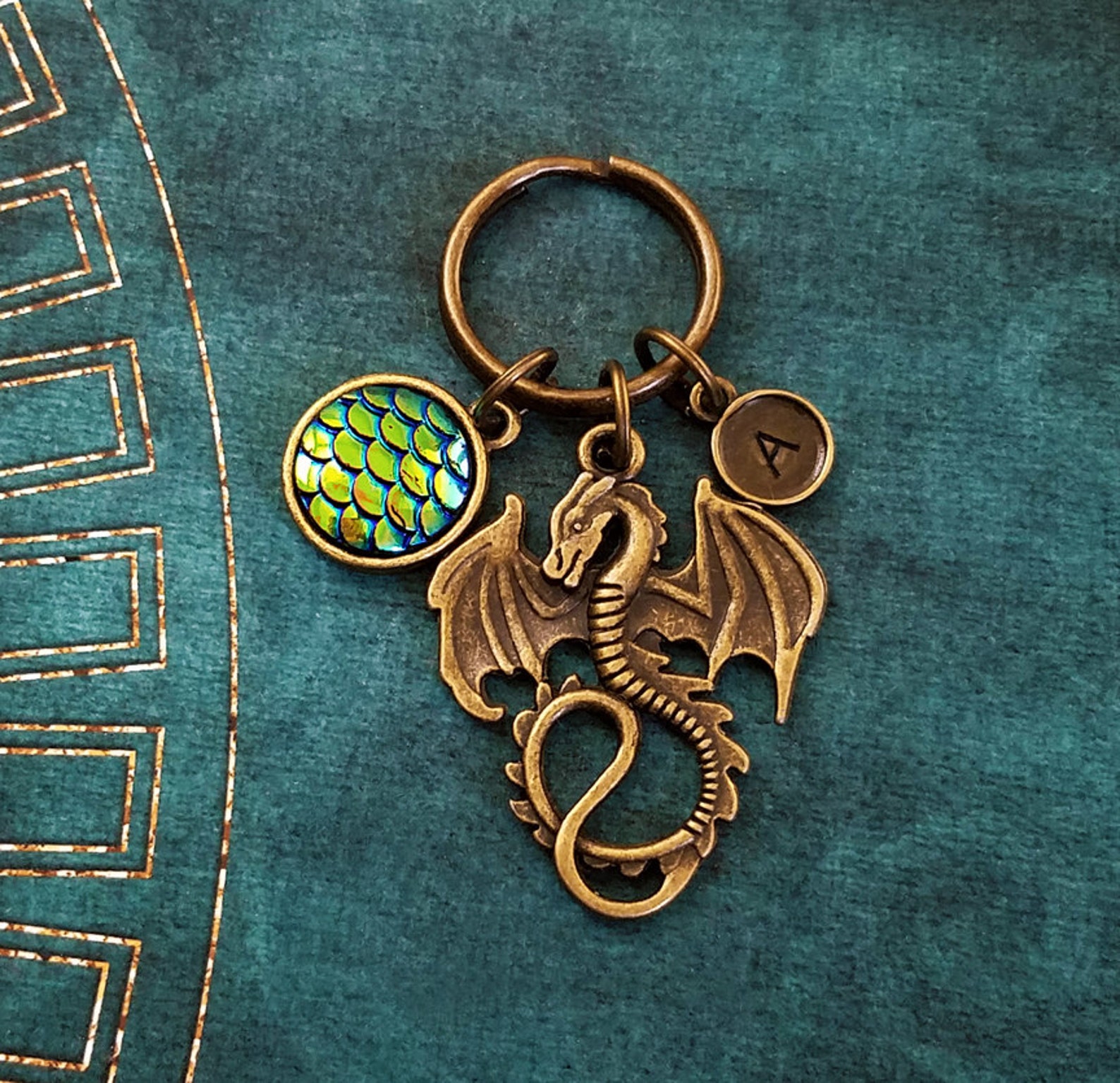 Dragon Keychain SMALL Bronze Dragon Keyring Personalized Etsy