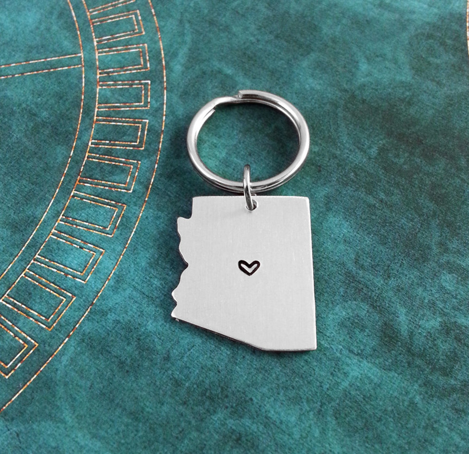Arizona Keychain Personalized Hand Stamped Silver Arizona Etsy