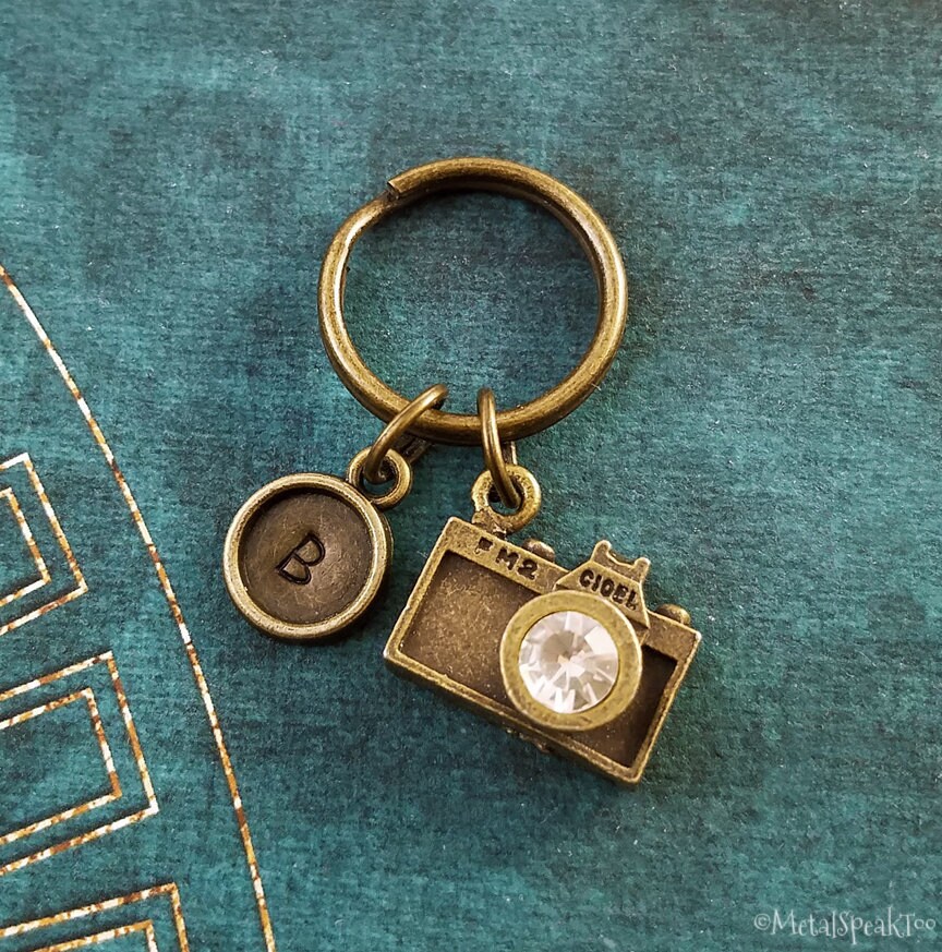Camera Keychain SMALL Bronze Camera Keyring Camera Charm Etsy