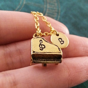 Piano Keychain SMALL Gold Piano Keyring Personalized Keychain Pianist Gift Music Keychain Musician Gift Piano Gift Classical Music Gift image 2