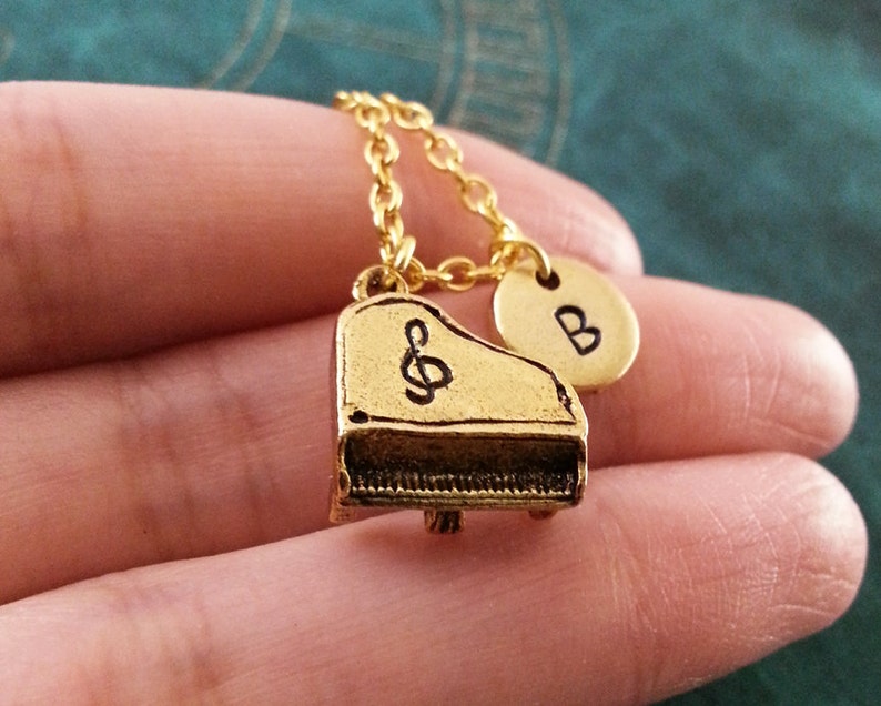 Piano Keychain SMALL Gold Piano Keyring Personalized Keychain Pianist Gift Music Keychain Musician Gift Piano Gift Classical Music Gift image 2
