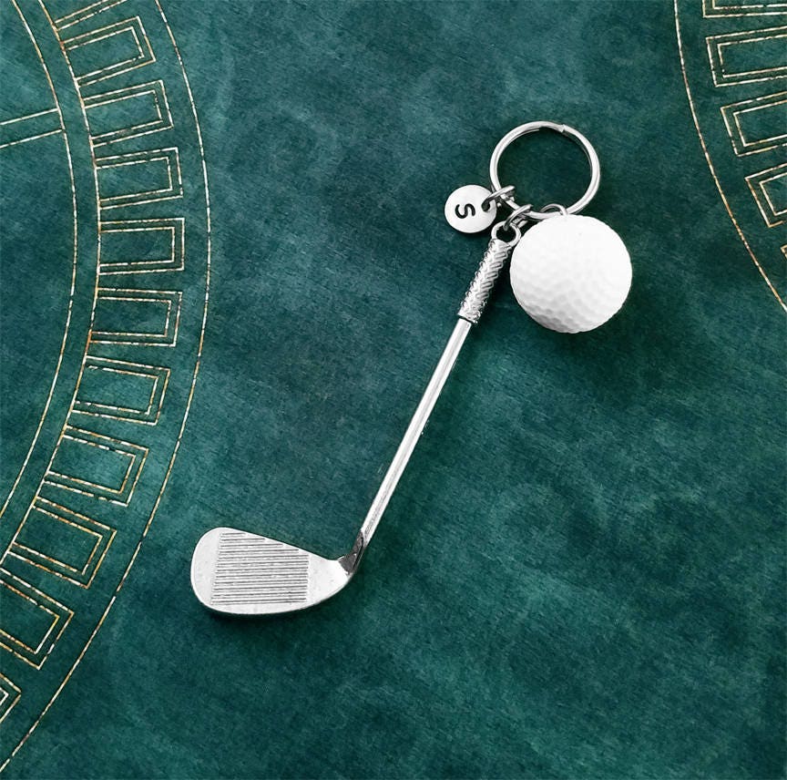Golf Keychain LARGE Golf Club Keyring Golf Ball Golfing Gift Etsy