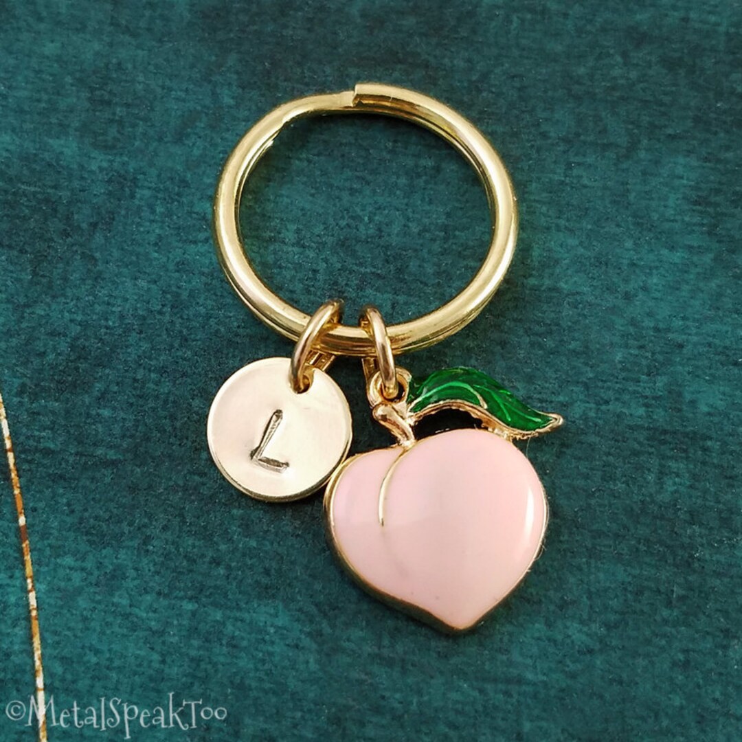 Peach Keychain SMALL Peach Keyring Texting Gift Girlfriend Keychain