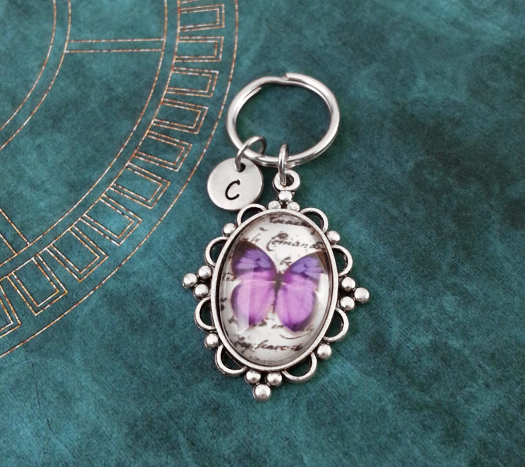 Purple Butterfly Keychain, Butterfly Charm, Personalized Key Ring ...