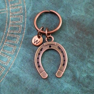 Horseshoe Keychain SMALL Horse Shoe Keychain Copper Horseshoe Keyring Lucky Keychain Horse Gift Charm Keychain Initial Keychain St Patrick&#39;s
