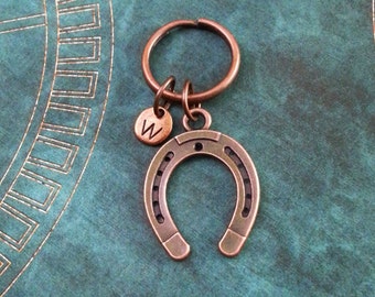 Horseshoe Keychain SMALL Horse Shoe Keychain Copper Horseshoe Keyring Lucky Keychain Horse Gift Charm Keychain Initial Keychain St Patrick's
