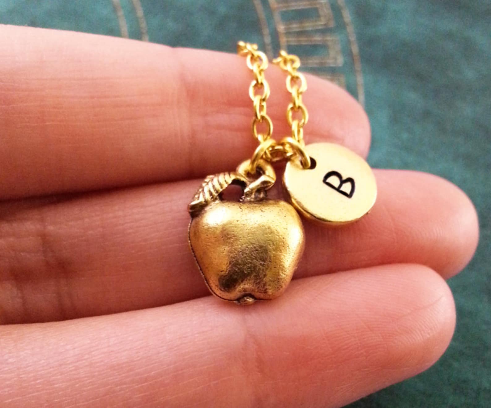 Apple Keychain VERY SMALL Gold Apple Keyring Teacher Keychain Etsy