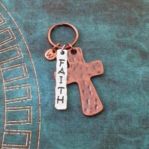 Cross Keychain Copper Cross Keyring Cross Charm Keychain Christian Keychain Cross Charm Keychain Faith Keychain Easter Keychain Jesus