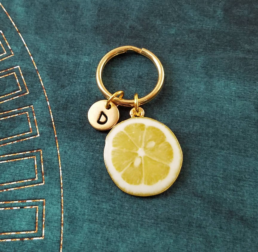 Lemon Keychain SMALL Lemon Keyring Food Keychain Lemon Slice Etsy