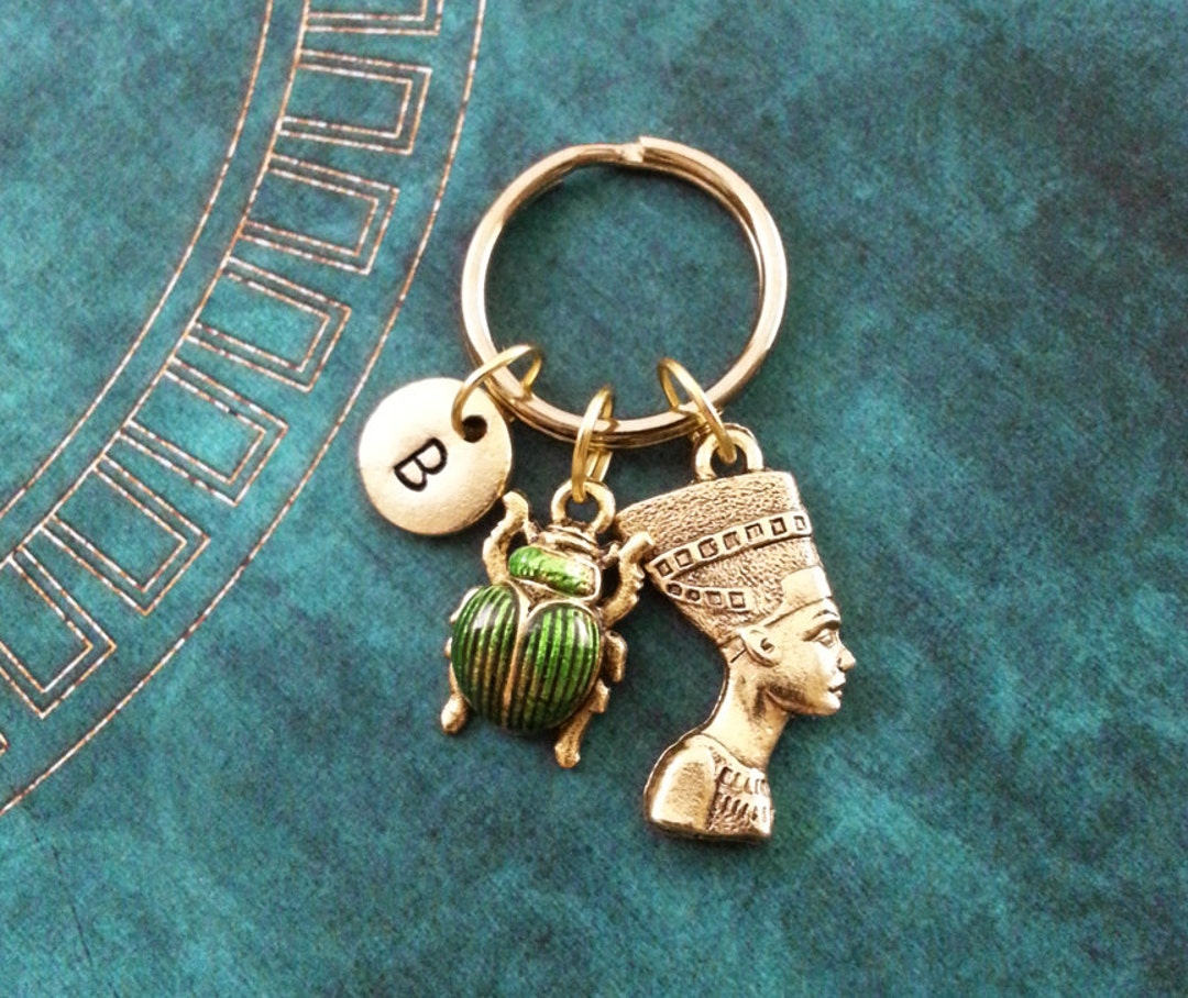 Nefertiti Keychain SMALL Beetle Keychain Green Scarab Keychain Queen ...