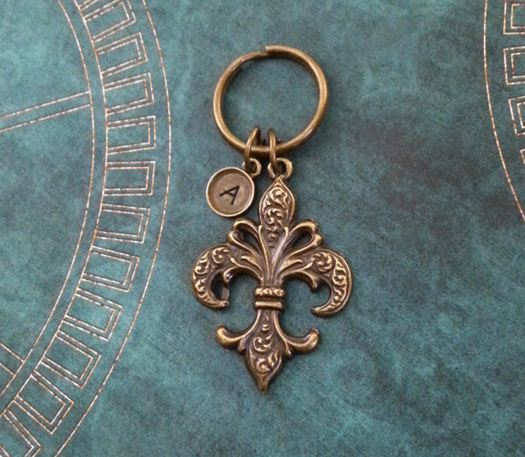 Fleur De Lis Keychain Bronze Fleur De Lis Keyring Brass Fleur De Lys